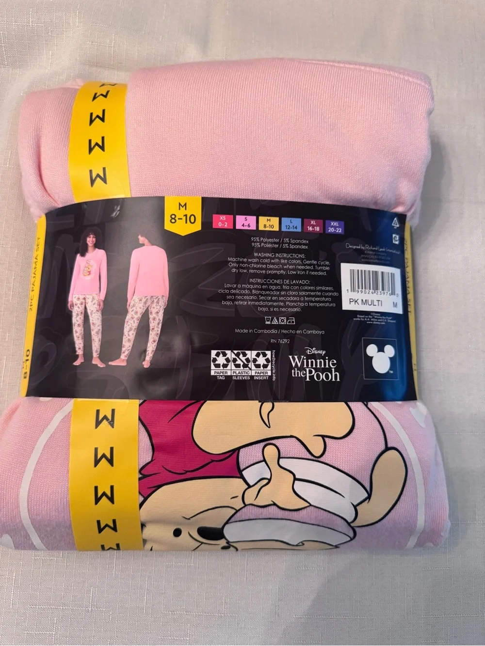 Disney Winnie the Pooh 2-Piece Pajama Set M NWT - Picture 2 of 2